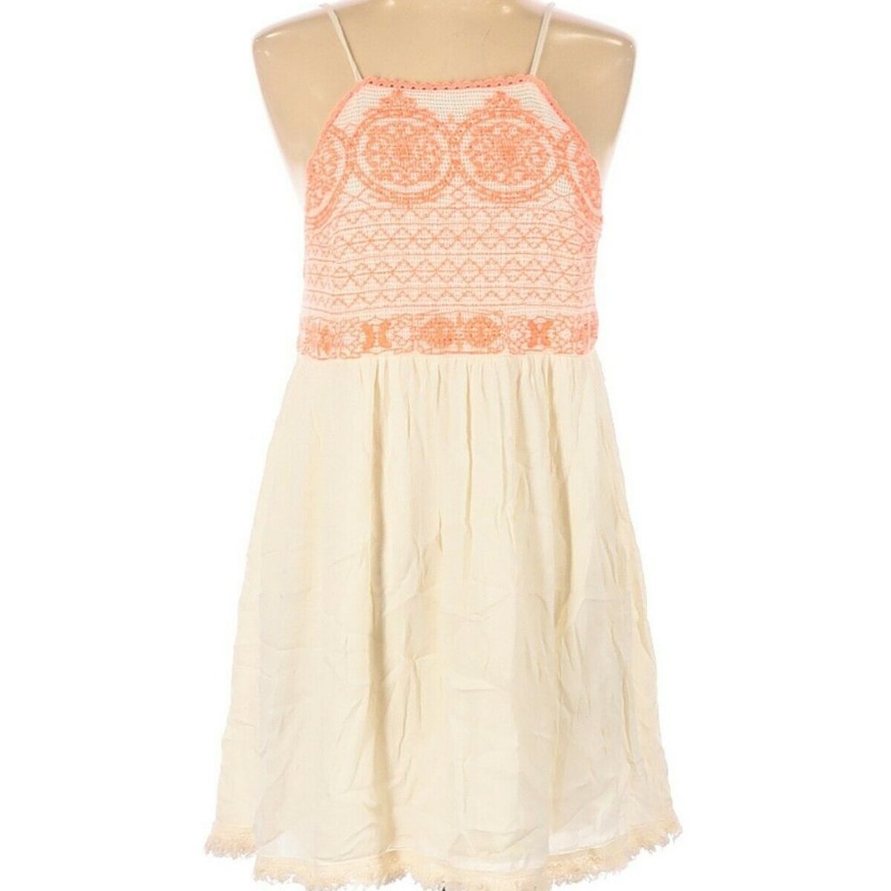 Blu Pepper Ivory Coral Embroidered Dress